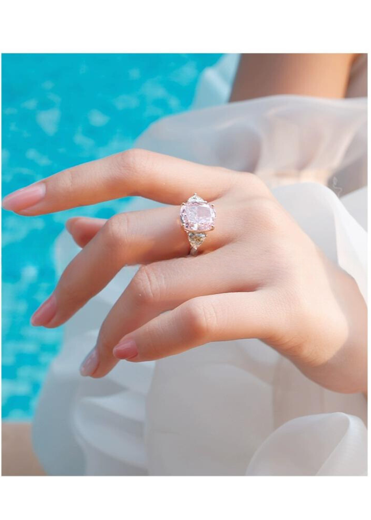 Raydian-cut luxurious 8-carat imported synthetic pink diamond ring